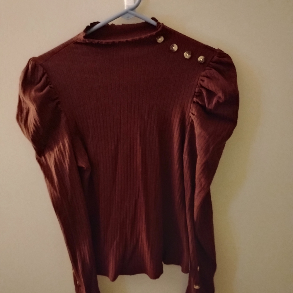 Old Navy Rich Brown Blouse with Button Accents - Picture 1 of 2